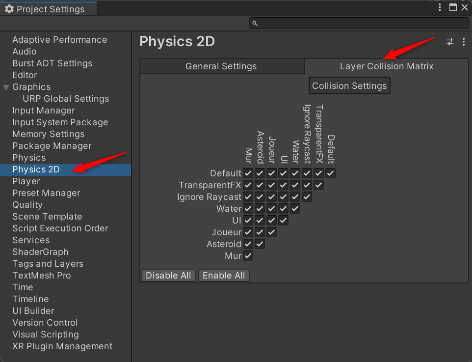 Collision Layer Matrix